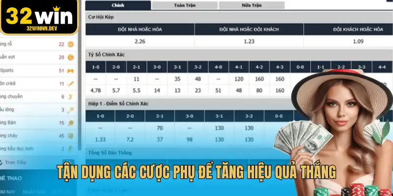 Tận dụng các cược phụ để tăng hiệu quả thắng