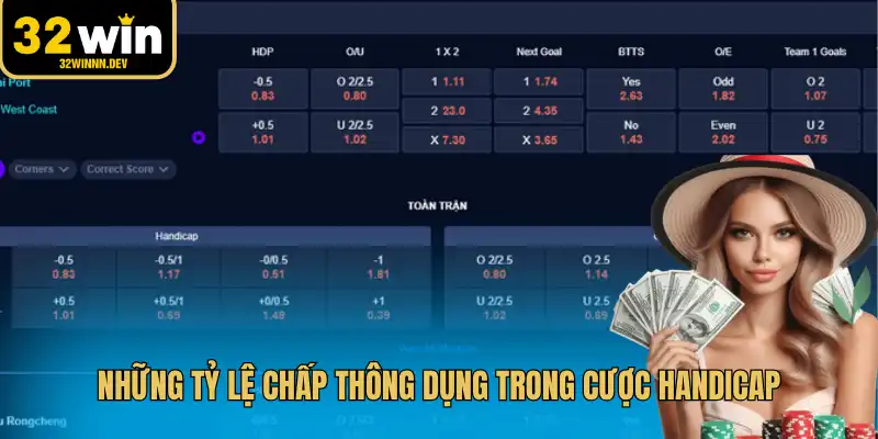 Những tỷ lệ chấp thông dụng trong cược handicap